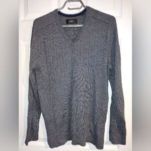 Mexx Men's Charcoal Gray V-Neck Ribbed Sweater